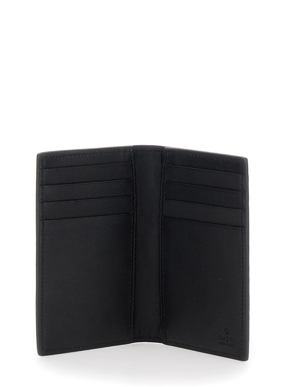 Gucci Men Gucci Men Bi-Fold Wallet With Vertical Design In Grained Gg Leather Black Men GUCCI