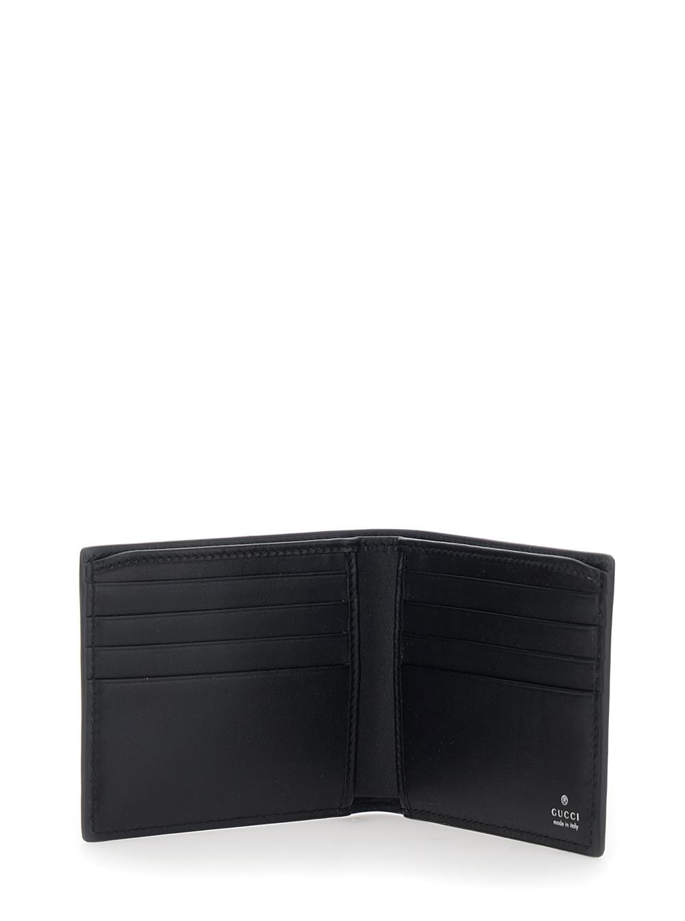 Gucci Men Black Bi-Fold Wallet With Horsebit On The Front And Embossed Logo On The Inside In Leather Man GUCCI