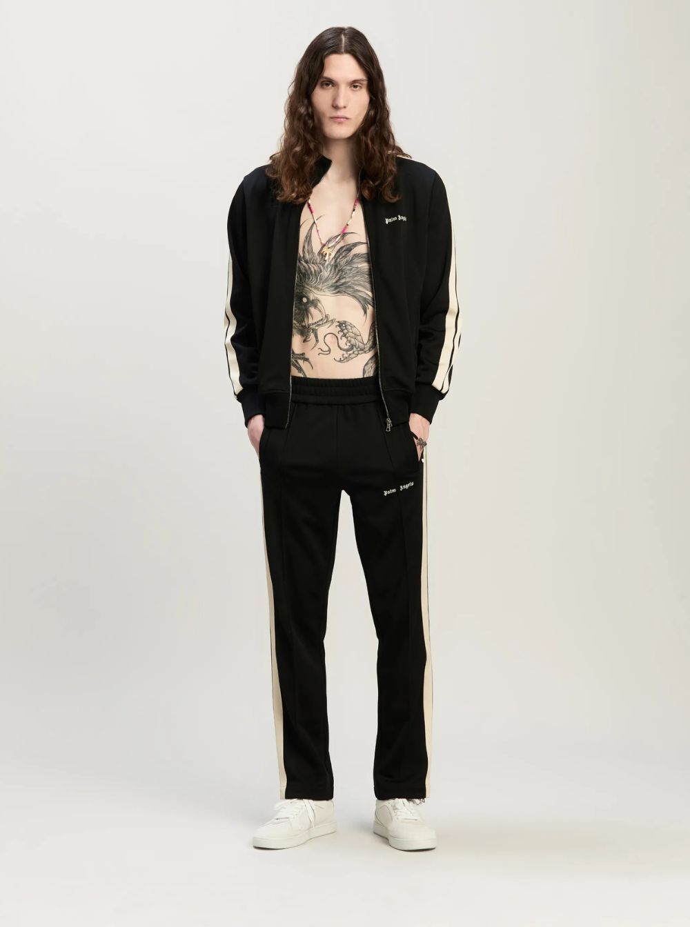 Palm Angels Men Men's Black 'Classic Logo' Sweatshirt With Printed Logo On Front In Tech Fabric PALM ANGELS