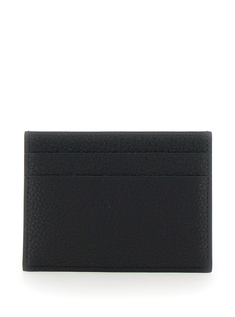Balenciaga Men Black Card Holder With Logo Lettering In Hammered Leather Men