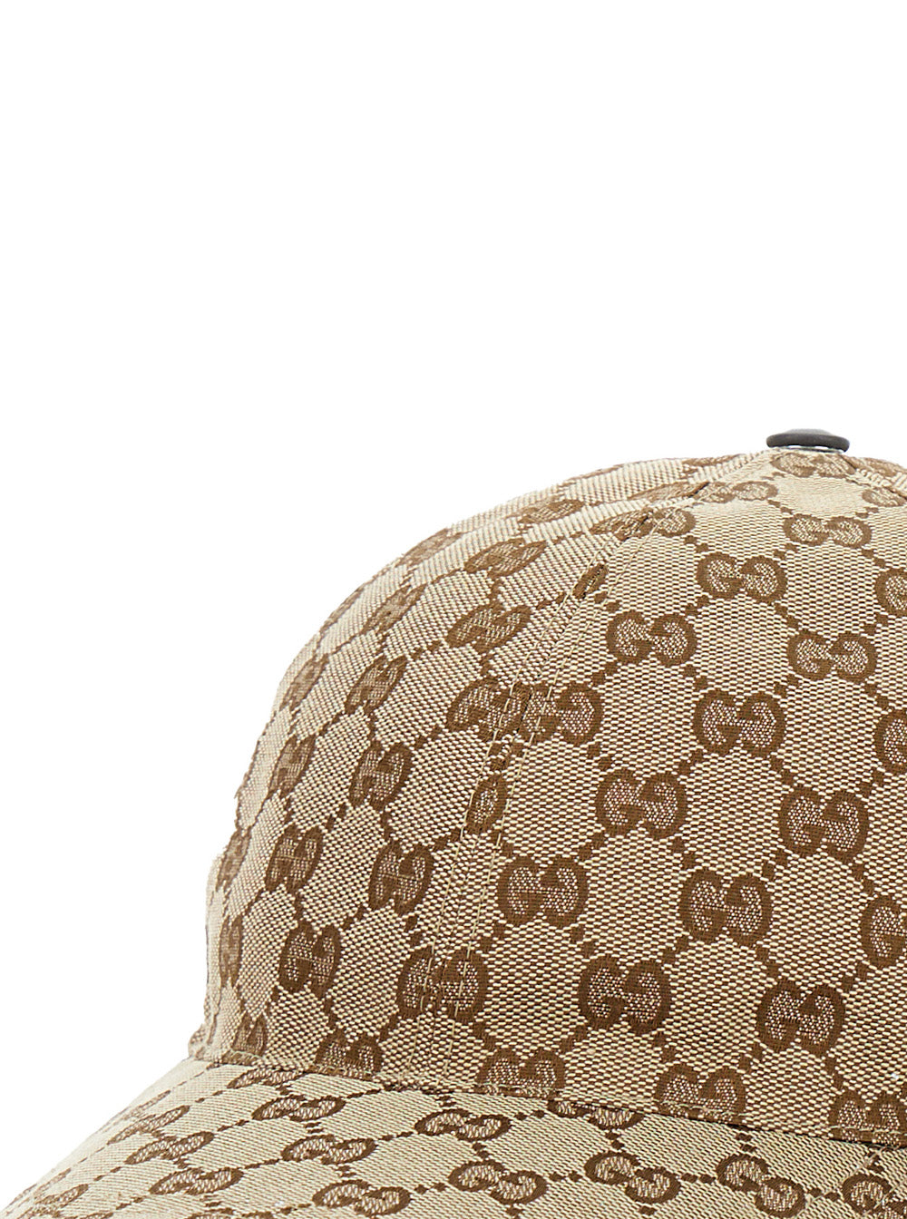 Gucci Men Beige Baseball Cap With Web Detail On The Side In Gg Canvas For Men GUCCI