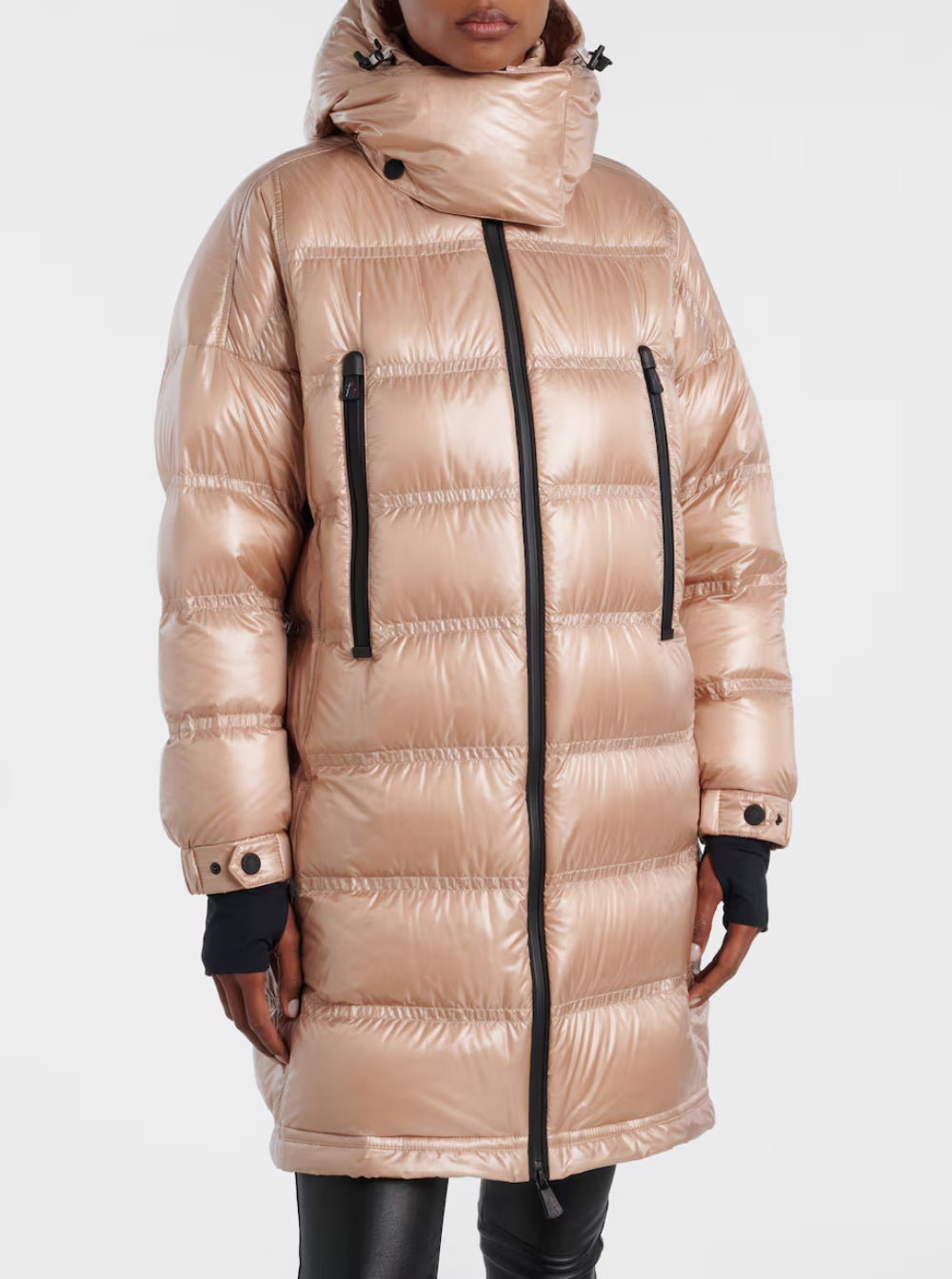 Moncler Grenoble Women 'Rochelairs' Beige Down Jacket With Drawstring Hood And Logo Patch On The Sleeve In Tech Fabric Woman MONCLER GRENOBLE