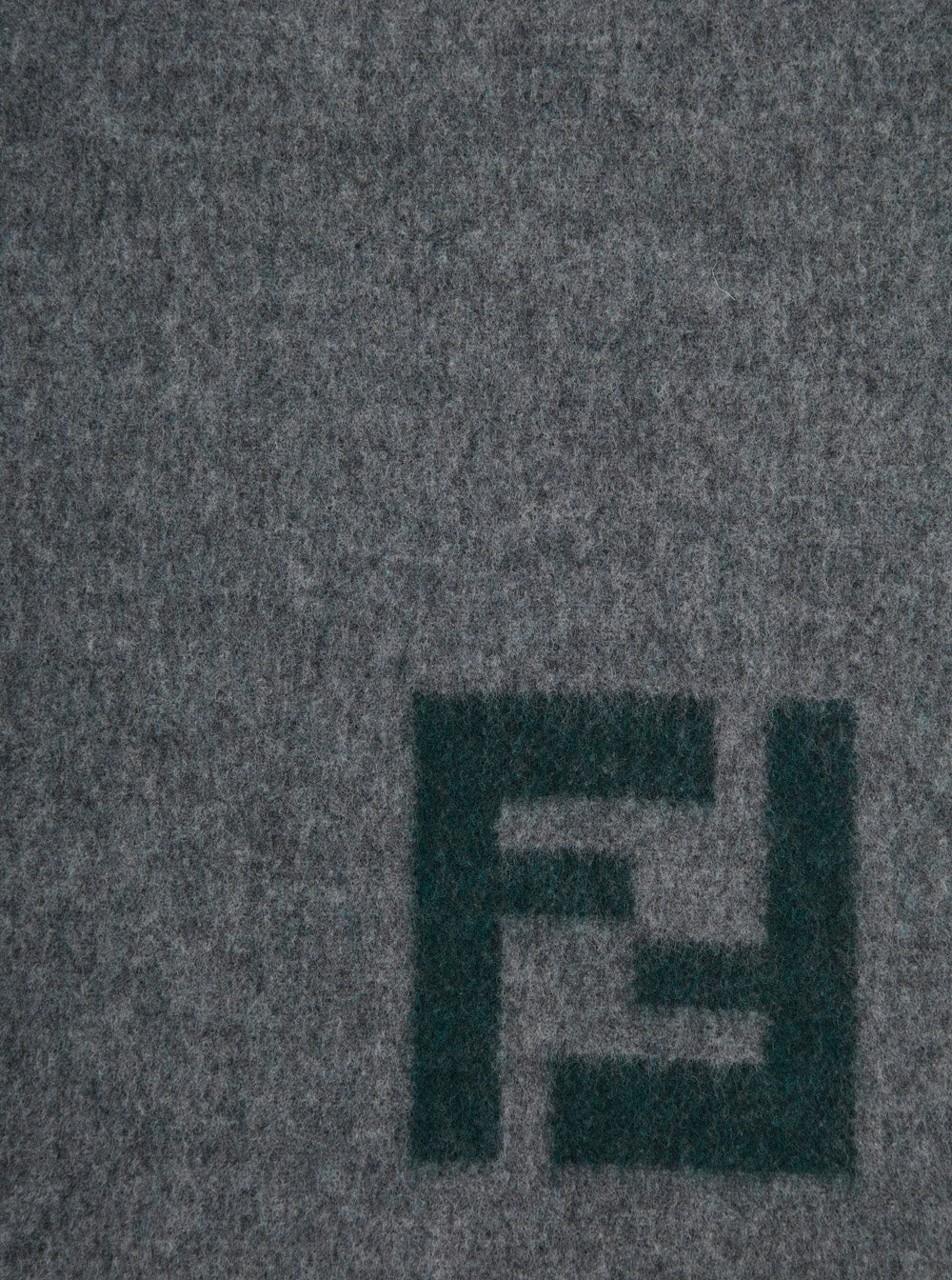 Fendi Men Grey Scarf With Fringed Hem And Ff Embroidery On The Front In Wool And Cashmere Man FENDI