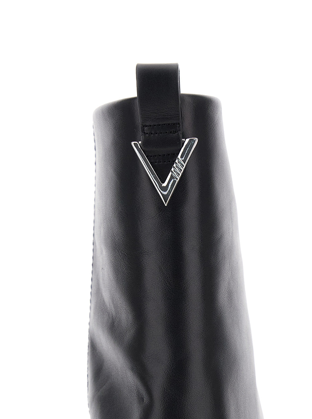 The Attico Women Boots 'Robin' With Square Toe And Logo Plate On The Back In Black Leather For Women THE ATTICO