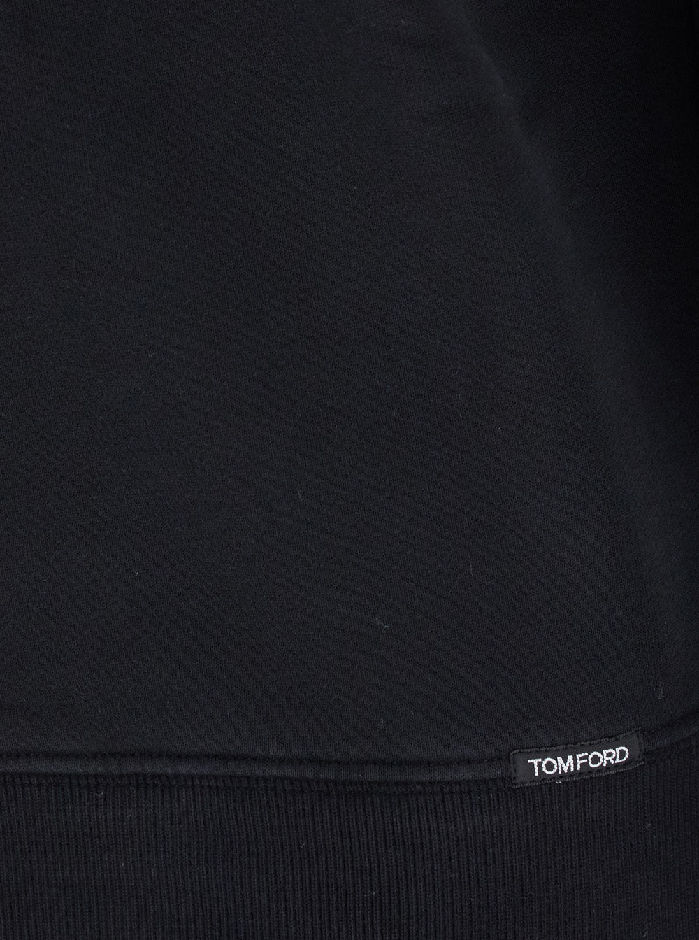 Tom Ford Men Black Crewneck Sweatshirt With Logo Patch On The Front In Cotton Man TOM FORD