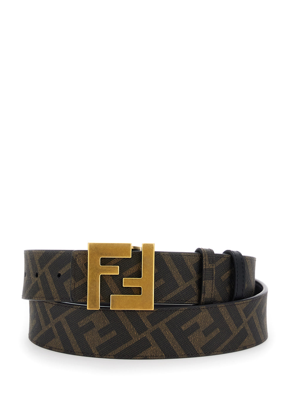 Fendi Men Reversible Belt With Ff Buckle In Brown Leather For Men FENDI
