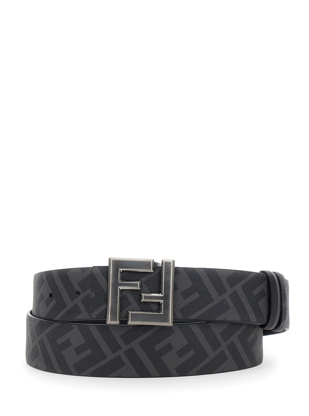 Fendi Men Reversible Belt With Ff Buckle In Black Leather For Men FENDI