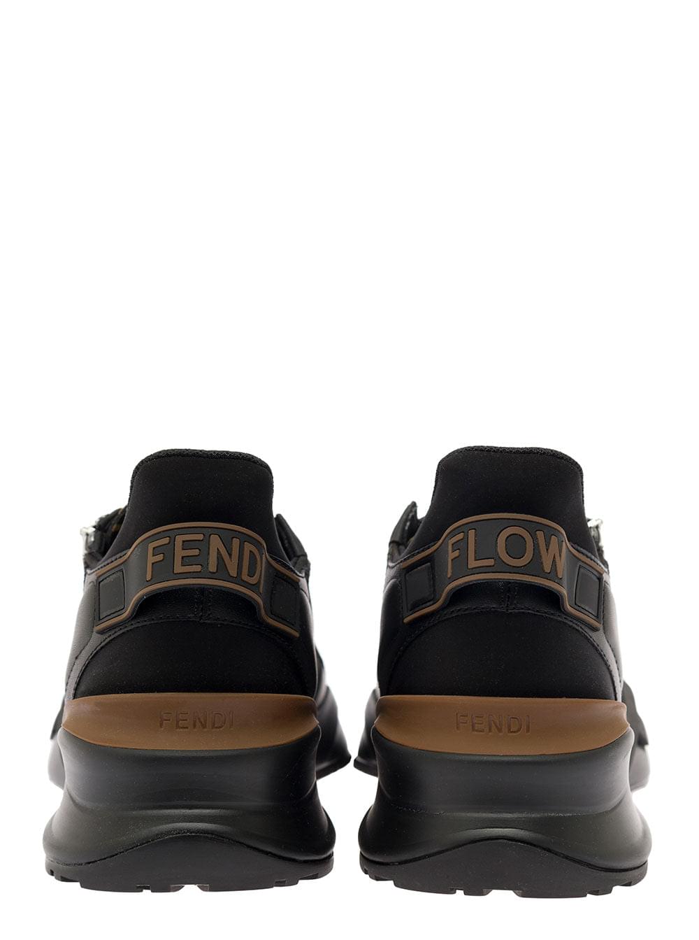 Fendi Men Low Sneakers 'Fendi Flow' With Diagonal F Detail In Black Fabric Men FENDI