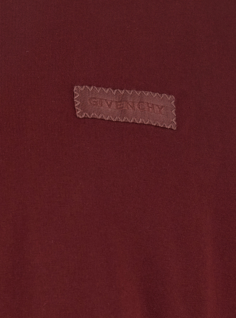 Givenchy Men Bordeaux T-Shirt With Logo Patch On Chest For Men GIVENCHY