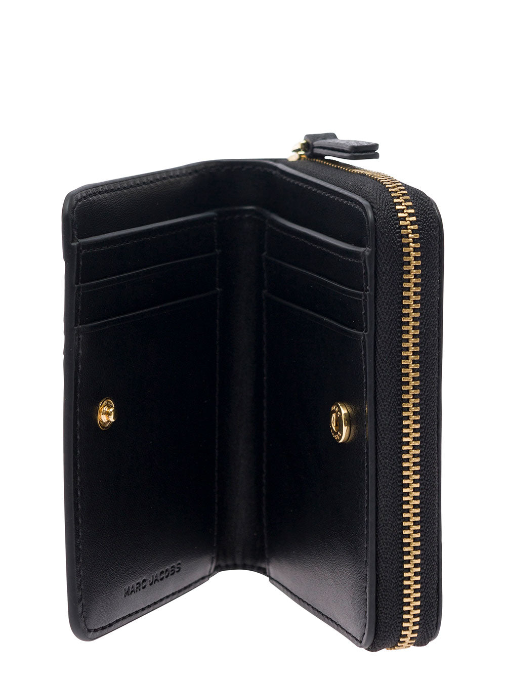 Marc Jacobs Women 'The Mini' Black Wallet With Engraved Logo On The Front In Hammered Leather Woman MARC JACOBS
