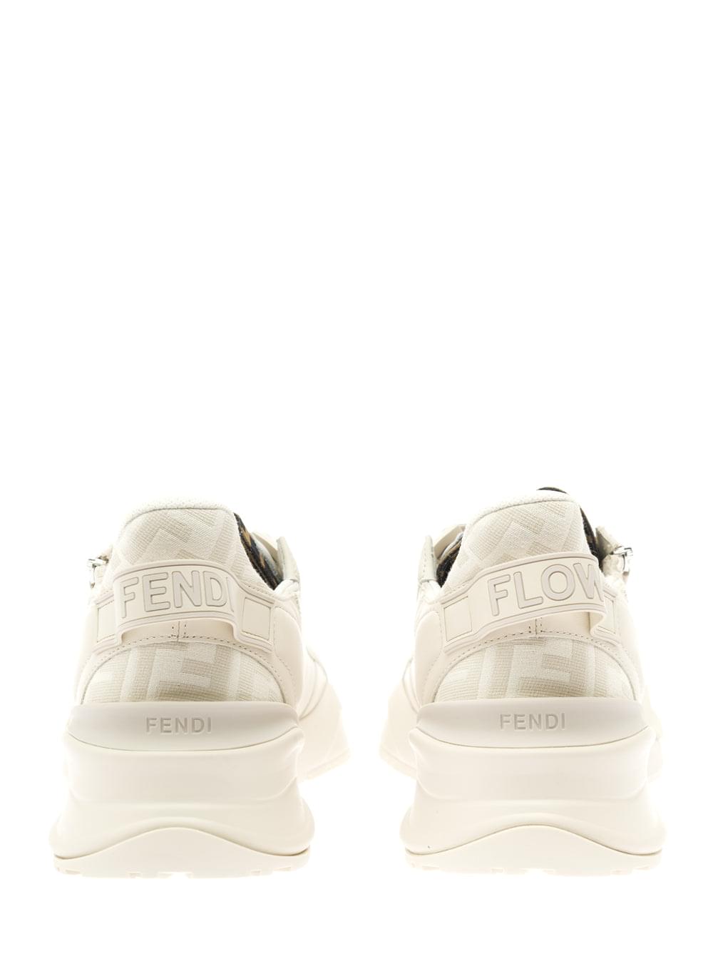 Fendi Men Sneaker 'Fendi Flow' With Ff Jacquard Logo Print And White Leather Men FENDI