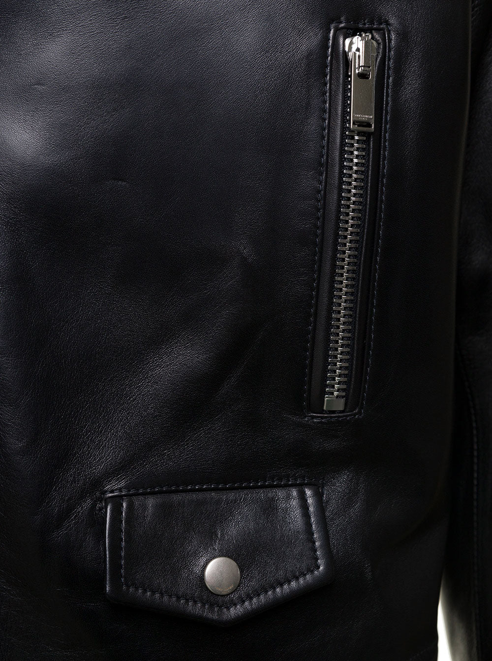 Saint Laurent Men Biker Jacket With Zipped Pockets In Smooth Leather SAINT LAURENT