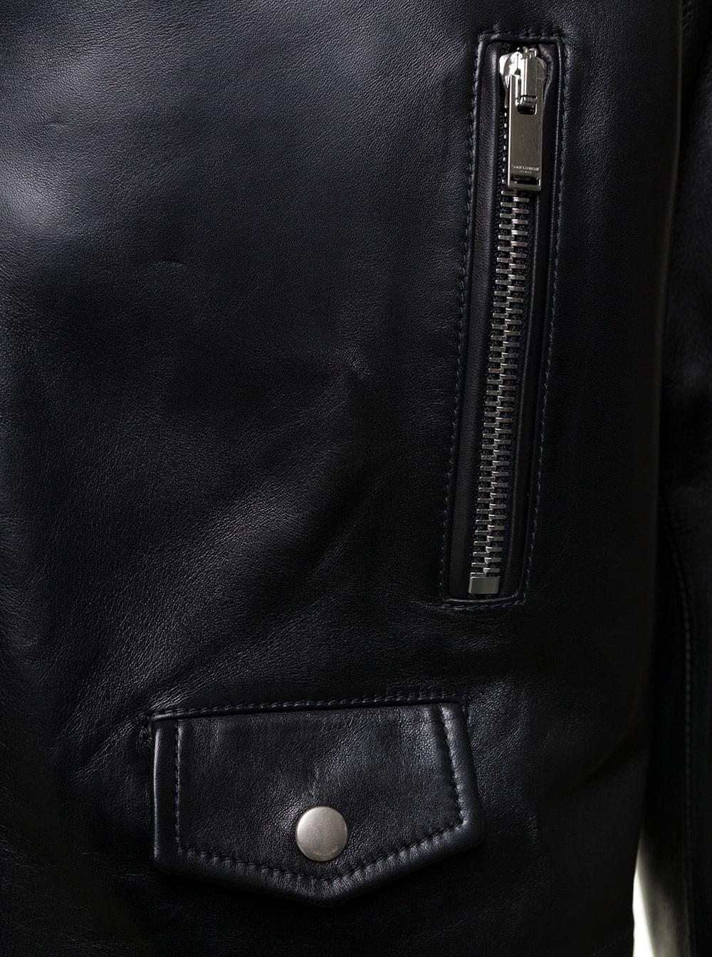 Saint Laurent Men Biker Jacket With Zipped Pockets In Smooth Leather SAINT LAURENT