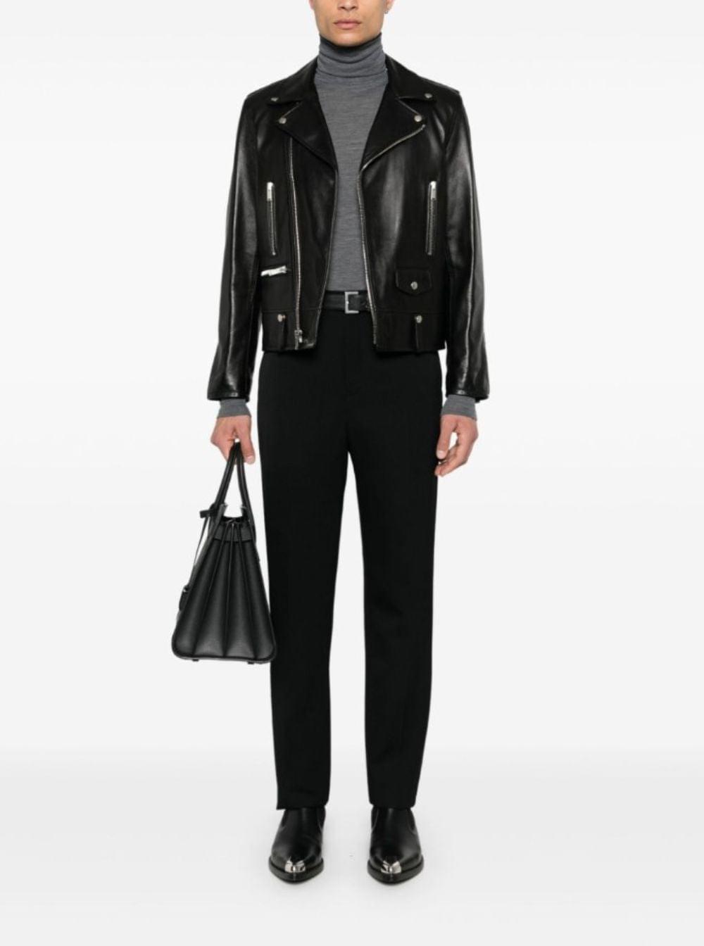 Saint Laurent Men Motorc Classique Jac - Black Leather Biker Jacket For Men SAINT LAURENT