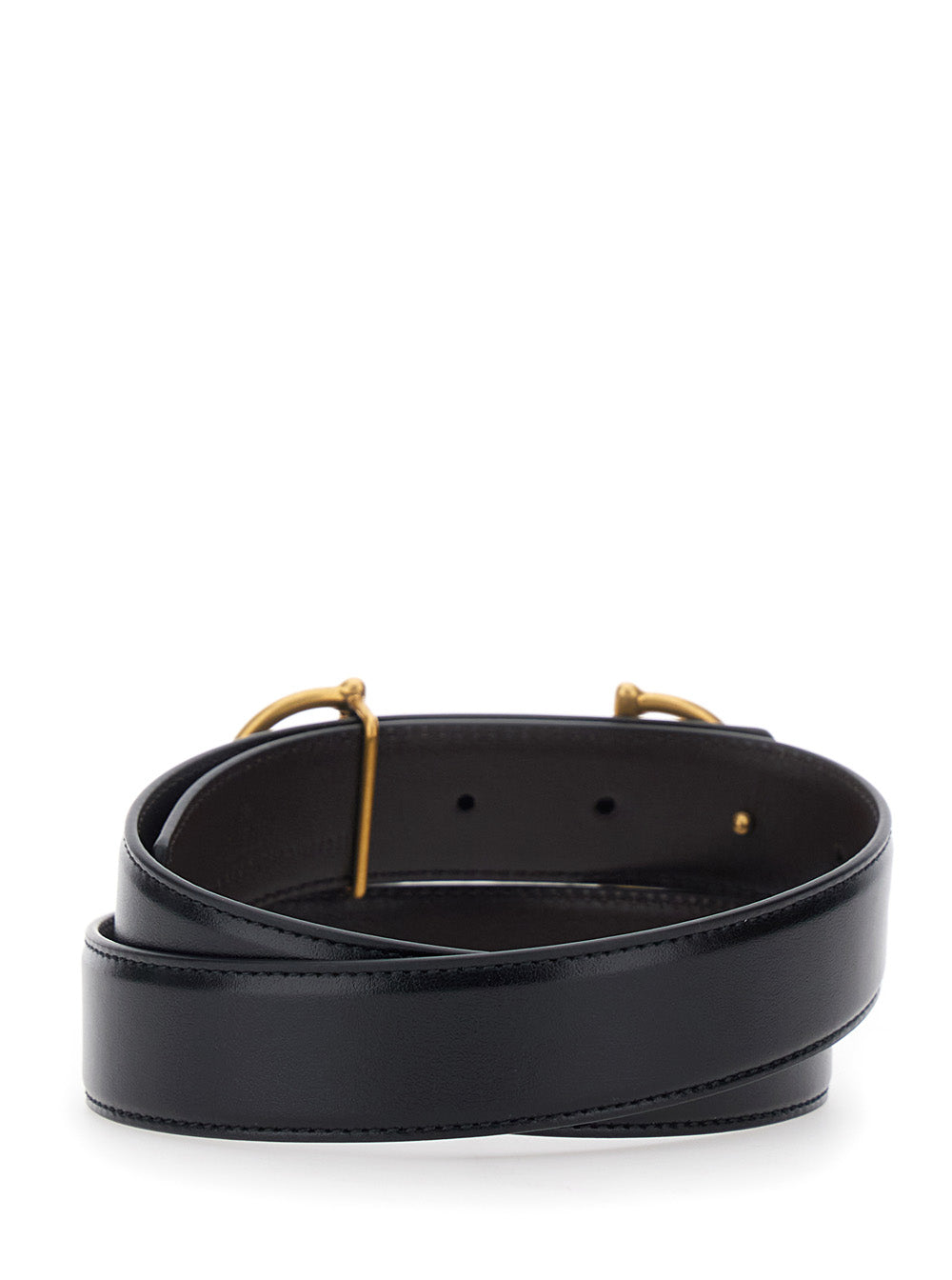 Gucci Men Black Reversible Belt With Horsebit On The Front In Leather Man GUCCI