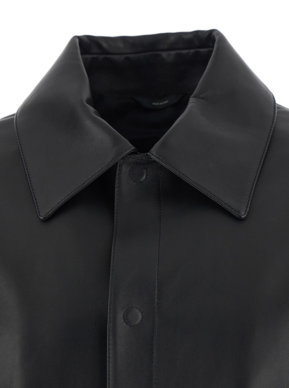 Fendi Men Black Jacket With Classic Collar And Logo Lettering On The Rear In Leather Man FENDI