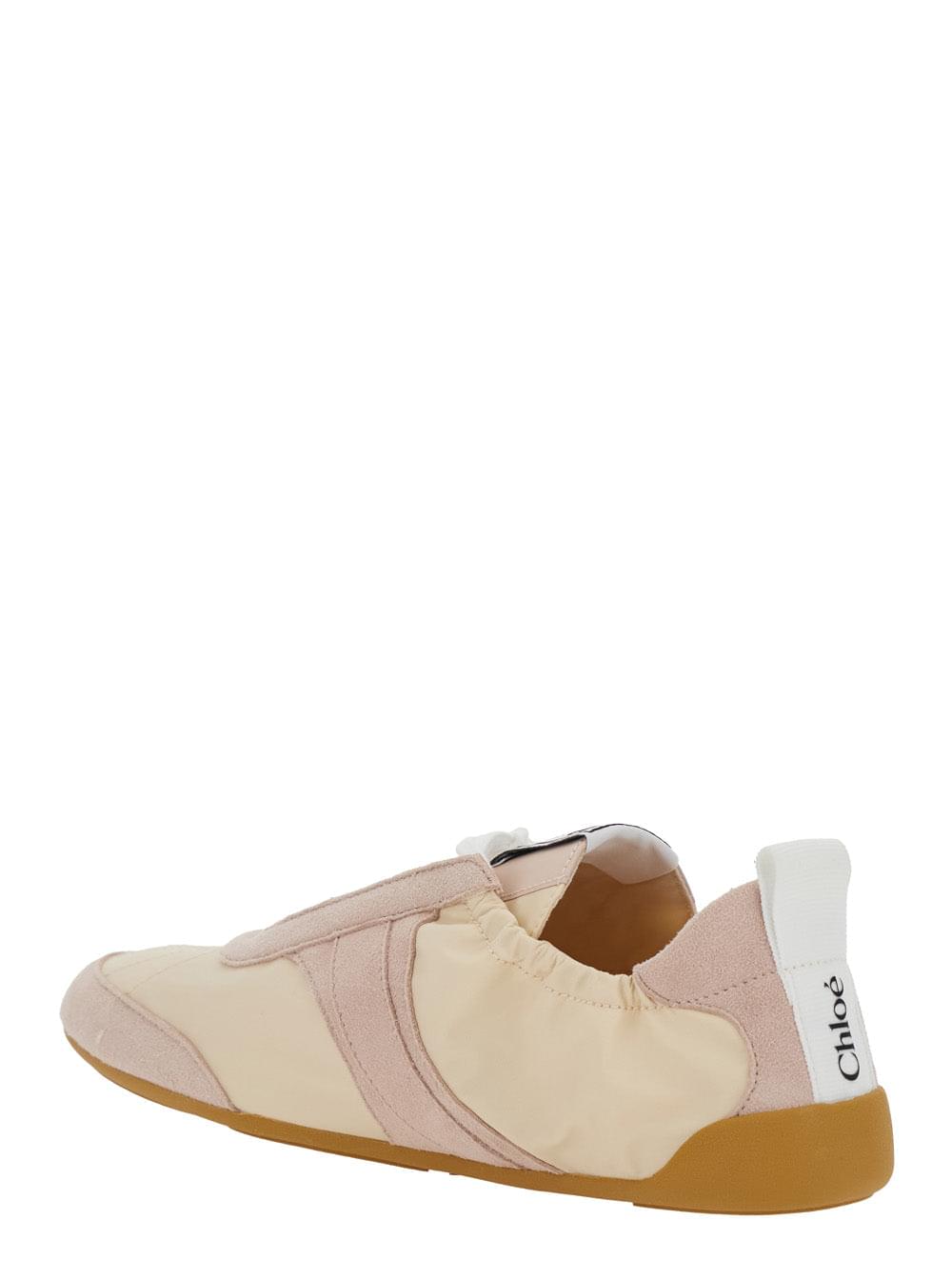 Chloé Women Sneaker 'Kick' With Side Lettering Logo And Elasticized Details In Beige Fabric For Women CHLOE