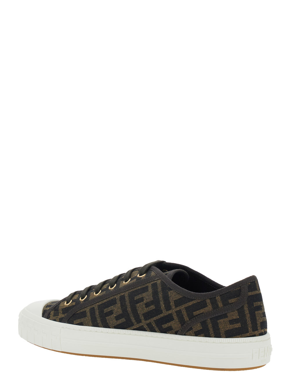 Fendi Men Brown Sneaker With All-Over Ff Motif In Fabric Man FENDI