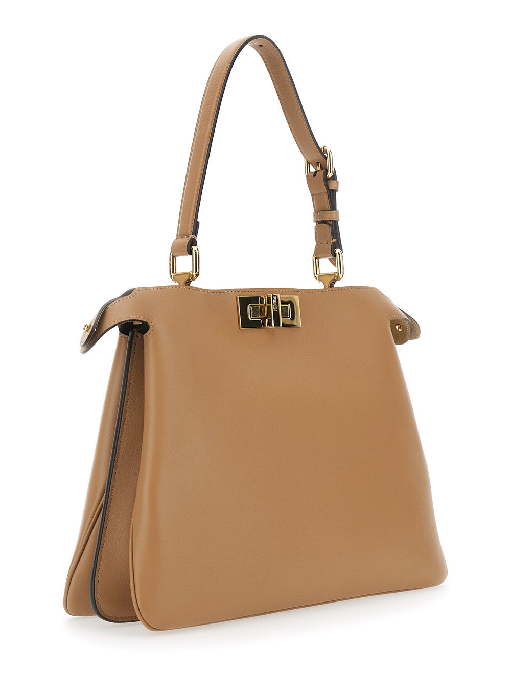 Fendi Women 'Peekaboo Soft' Beige Medium Handbag With One Adjustable And Removable Top Handle And Turn-Lock Closure On Both Sides In Leather Woman FENDI