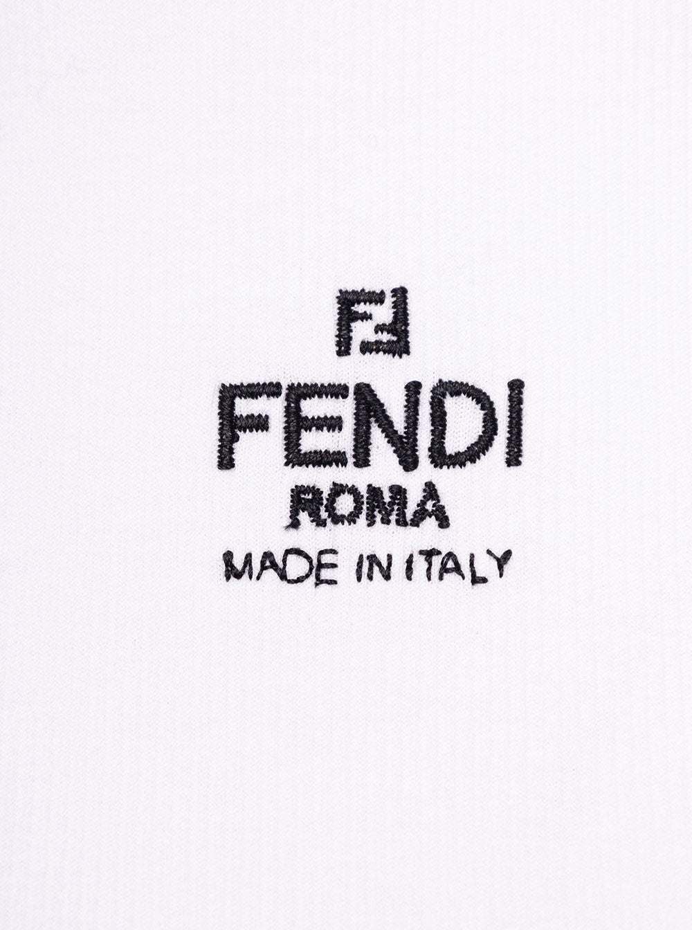 Fendi Women White Crop T-Shirt With Logo Embroidered In Stretch Cotton For Women FENDI