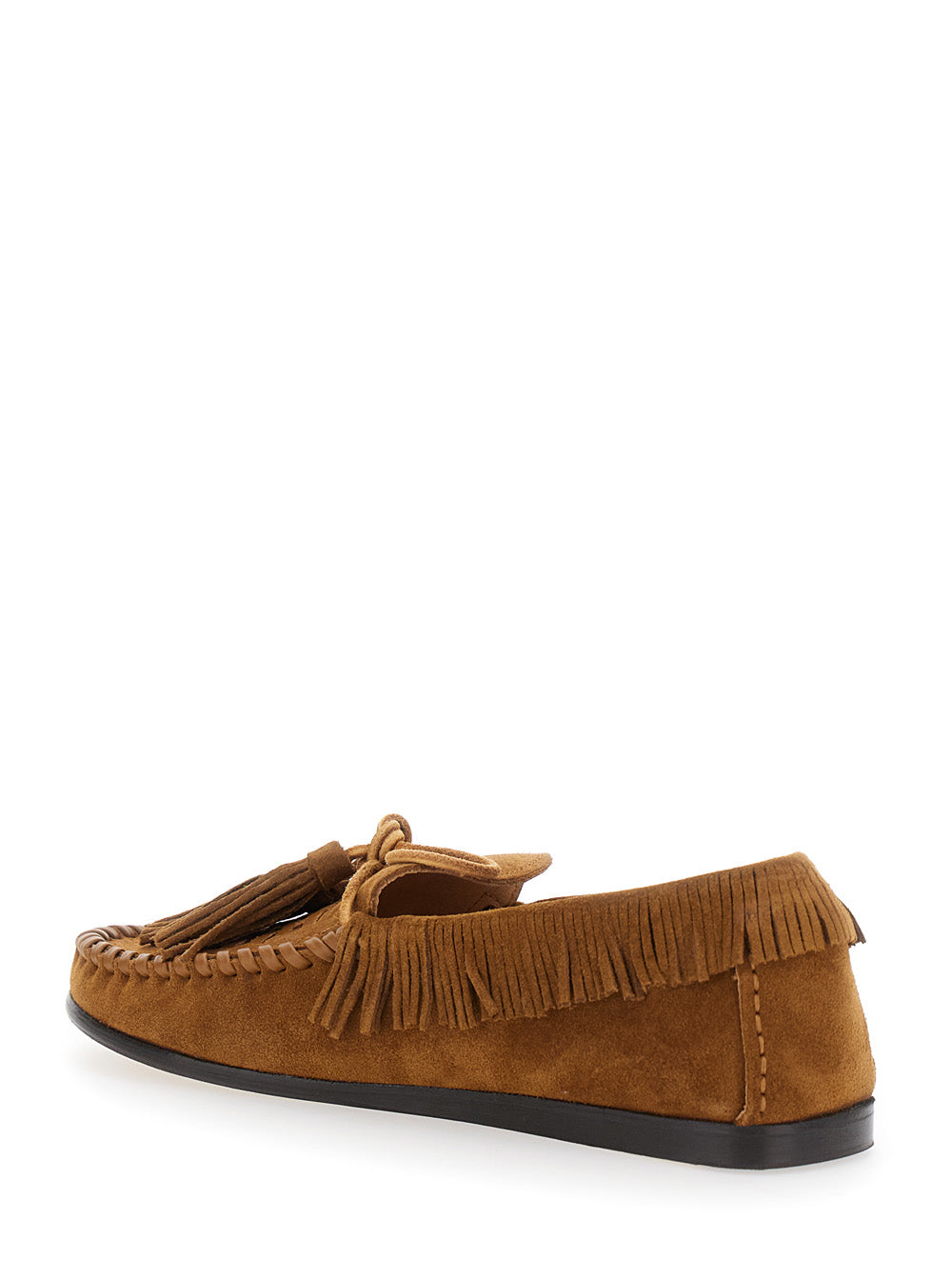 Isabel Marant Women Loafers 'Fitza' With Fringed Details And Bow On The Front In Brown Suede For Women ISABEL MARANT