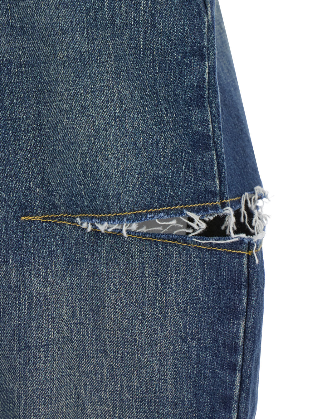 Maison Margiela Women Blue Five-Pocket Style Jeans With Rips In Cotton Denim Woman MAISON MARGIELA