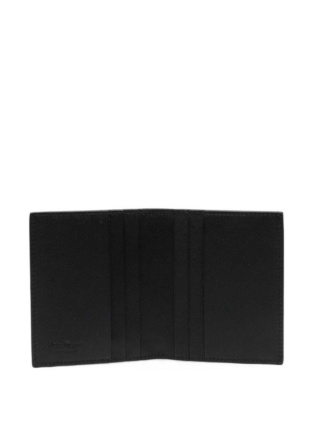 Ferragamo Men Blue Card Holder With Metallic Gancini Logo On The Front In Leather Man FERRAGAMO