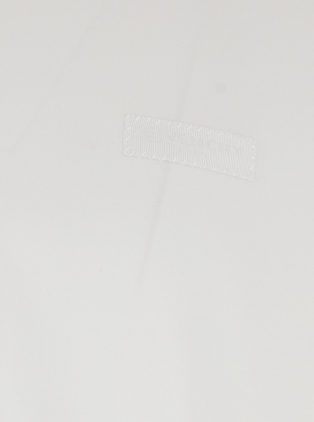 Givenchy Men White Crew Neck T-Shirt With Tone-On-Tone Logo Patch On The Front In Cotton For Men GIVENCHY