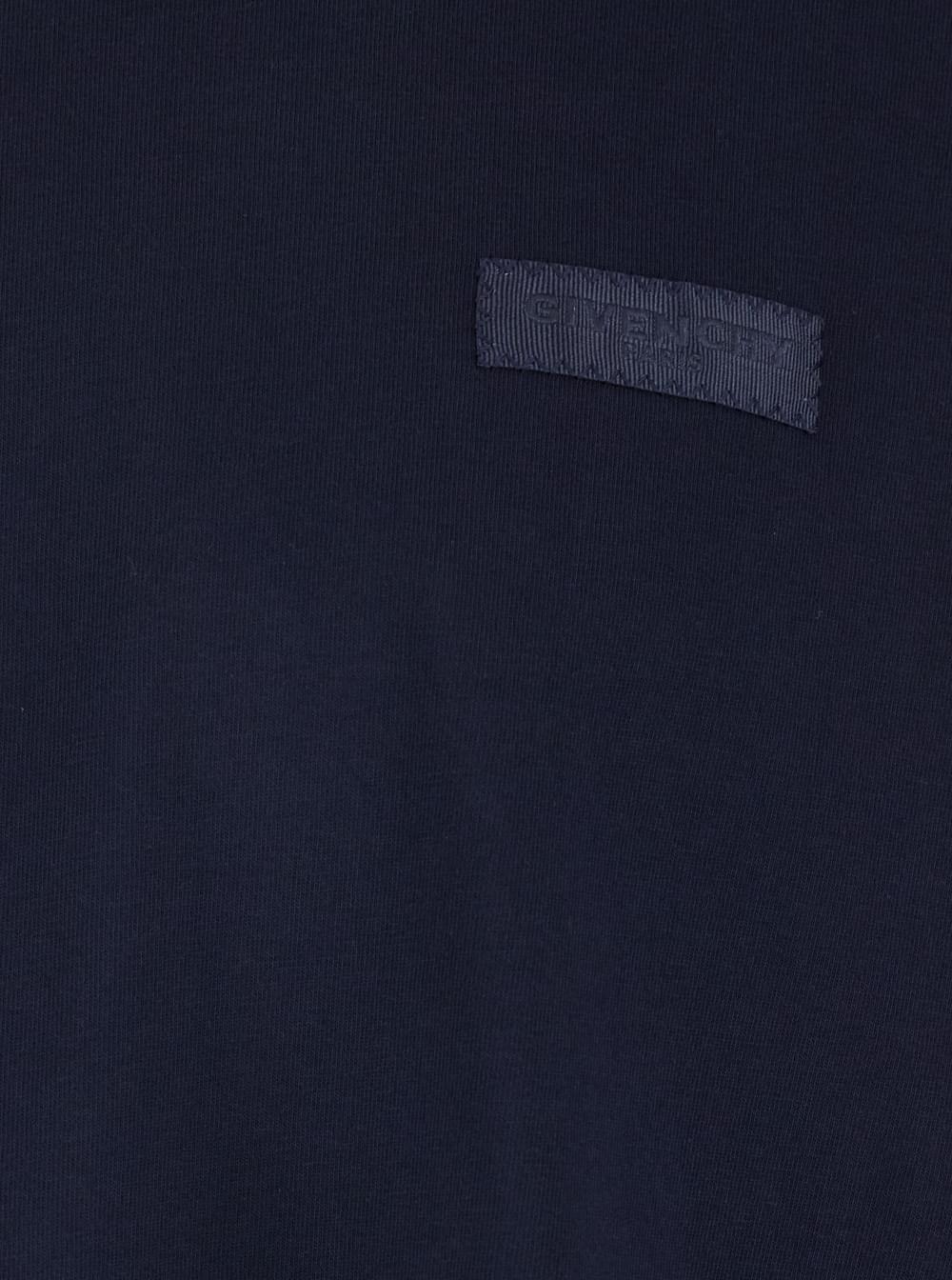 Givenchy Men Blue Long-Sleeved T-Shirt With Logo Patch On The Chest In Cotton For Men GIVENCHY