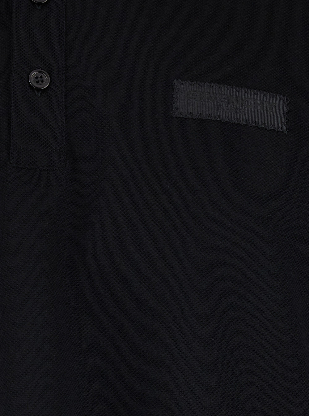 Givenchy Men Black Polo Shirt With Logo Patch On The Front In Cotton For Men GIVENCHY