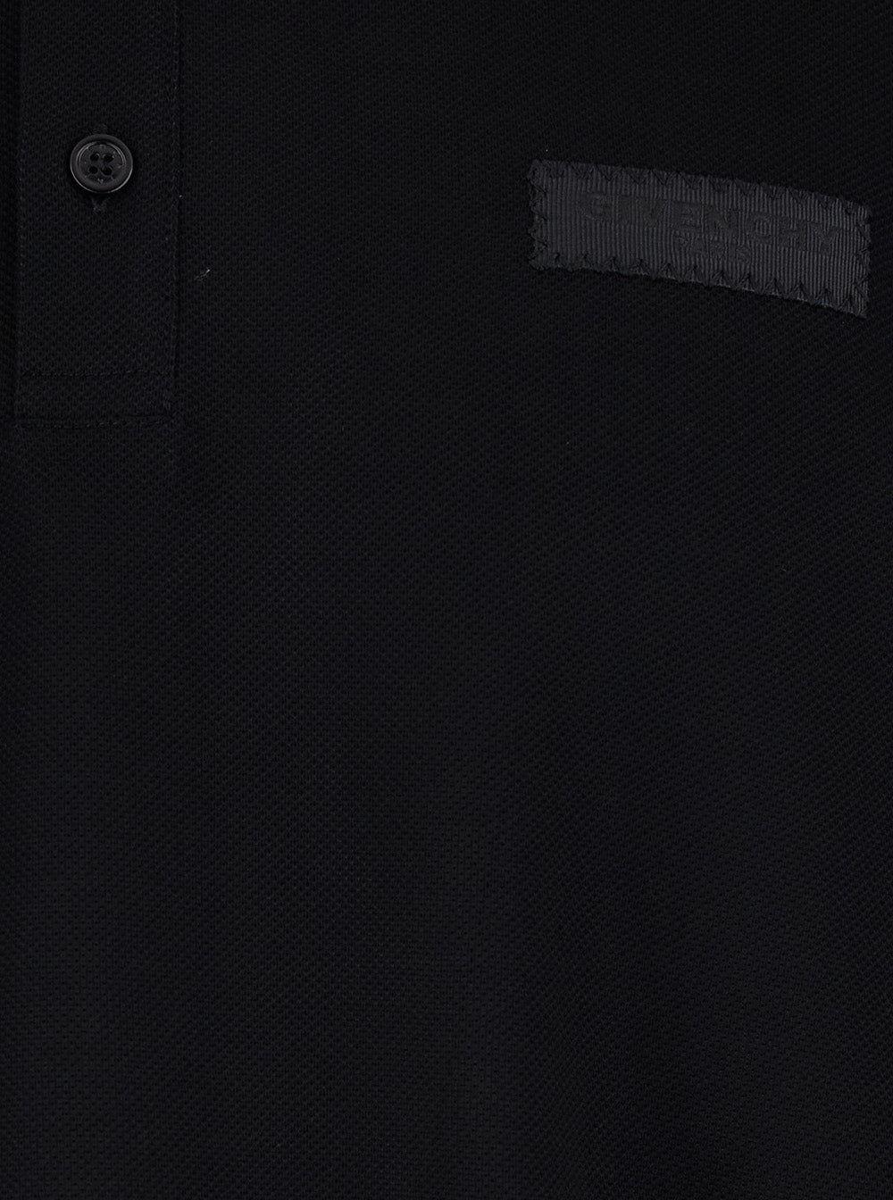Givenchy Men Black Polo Shirt With Logn Sleeves And Chest Logo Patch In Cotton Man GIVENCHY