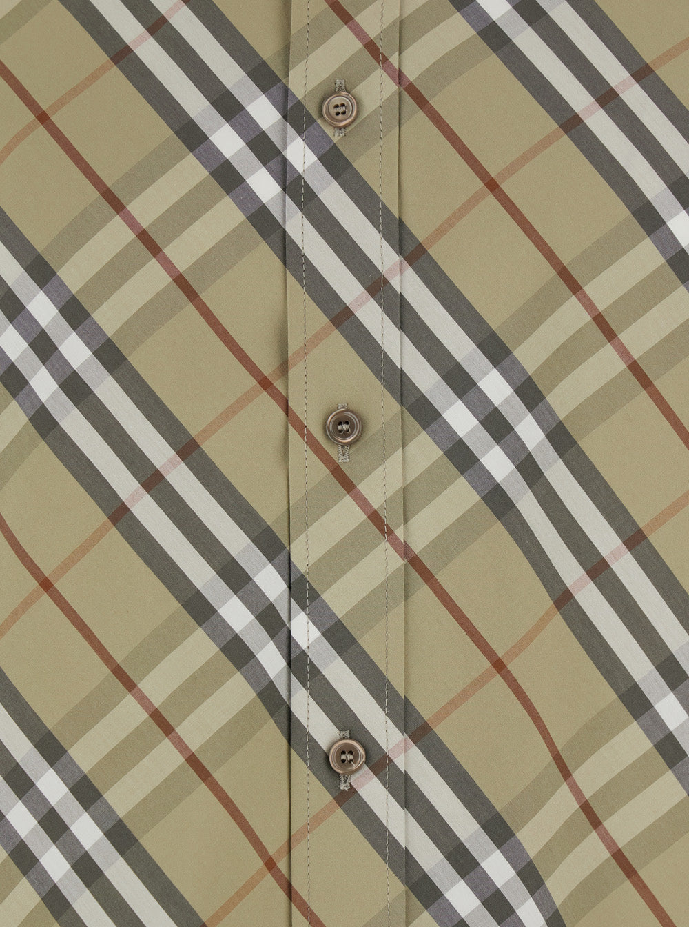 Burberry Men Beige Shirt With Pointed Collar And All-Over Check Motif In Cotton For Men BURBERRY