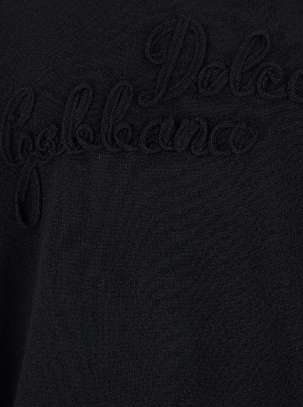 Dolce & Gabbana Men Crew Neck Sweater With Logo Lettering On The Front In Black Wool For Men