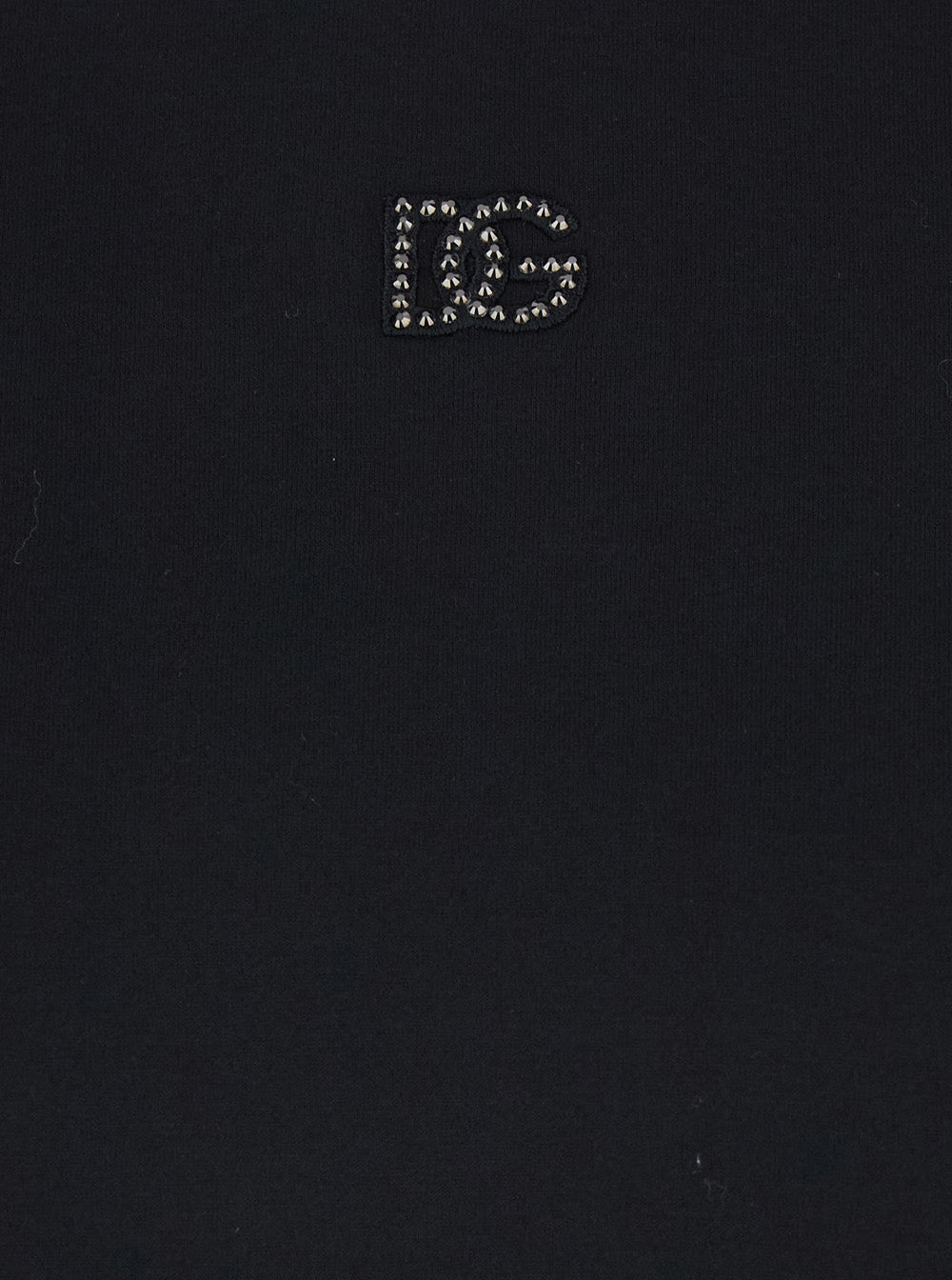 Dolce & Gabbana Women Black T-Shirt With Logo Embroidery And Beads On The Front In Cotton For Women DOLCE & GABBANA