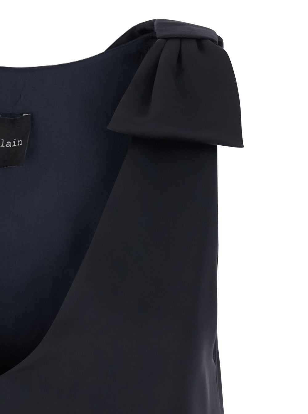 Leplain Women Long Dark Blue Dress With V-Neck And Side Slits In Women's Fabric LEPLAIN