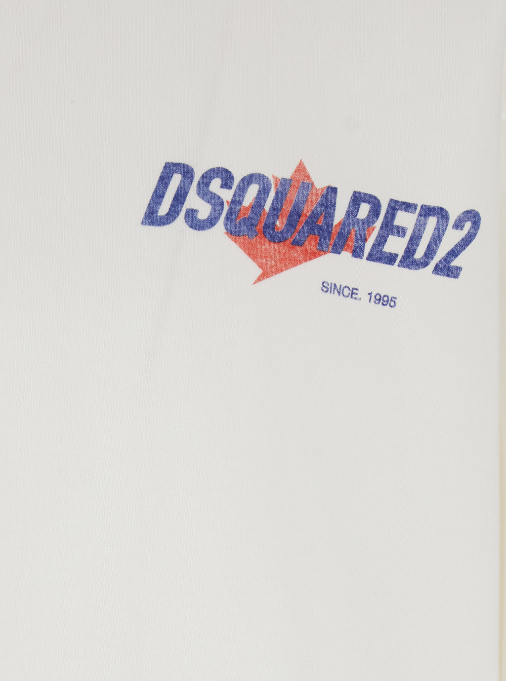 Dsquared2 Men White Crew Neck T-Shirt With Logo Print On The Front In Cotton For Men DSQUARED2