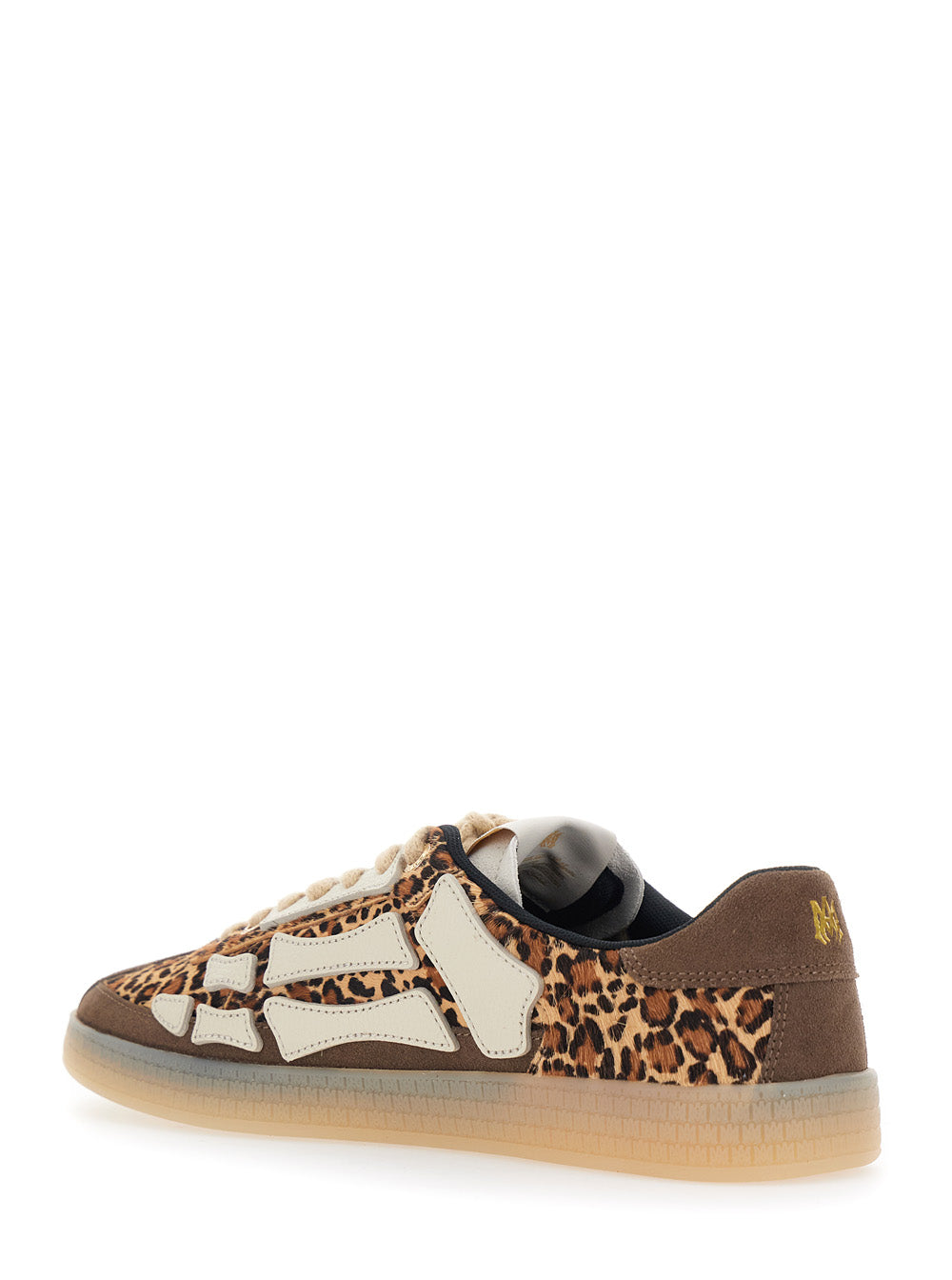 Amiri Men 'Pacific Bones' Brown Low Top Sneakers With Logo Patch On The Tongue And Leopard Motif In Suede For Men AMIRI