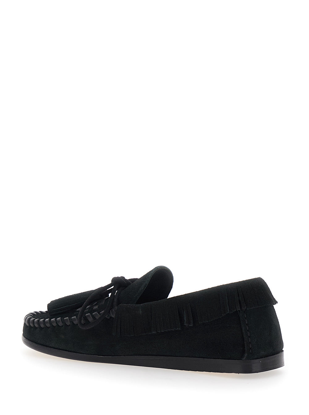 Isabel Marant Women 'Fitza' Black Loafers With Fringed Details And Front Bow In Suede Woman ISABEL MARANT