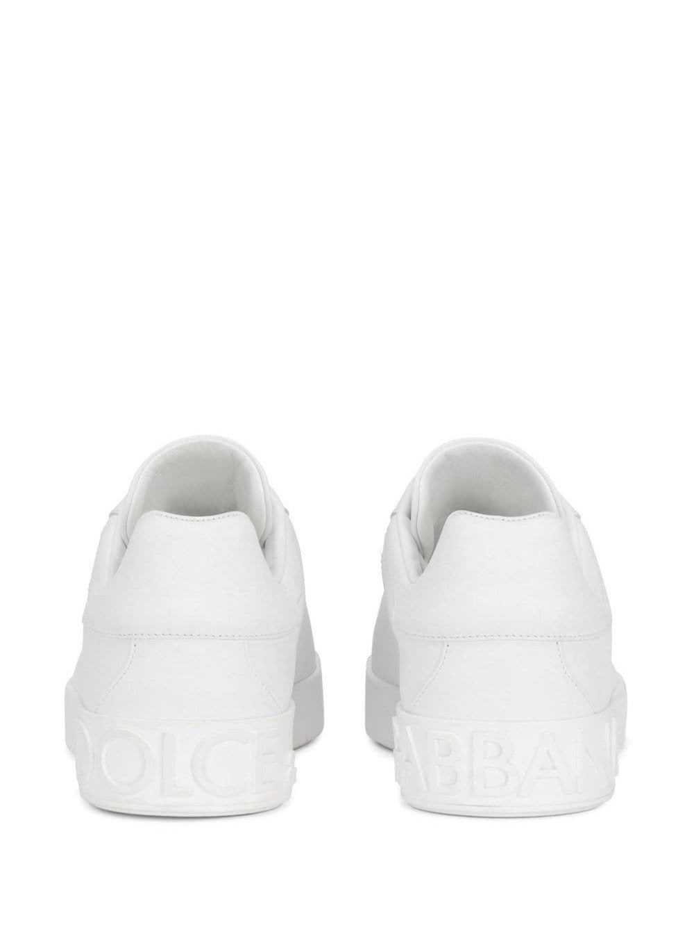 Dolce & Gabbana Men 'Portofino New' White Low Top Sneakers With Contrasting Logo In Leather For Men DOLCE & GABBANA