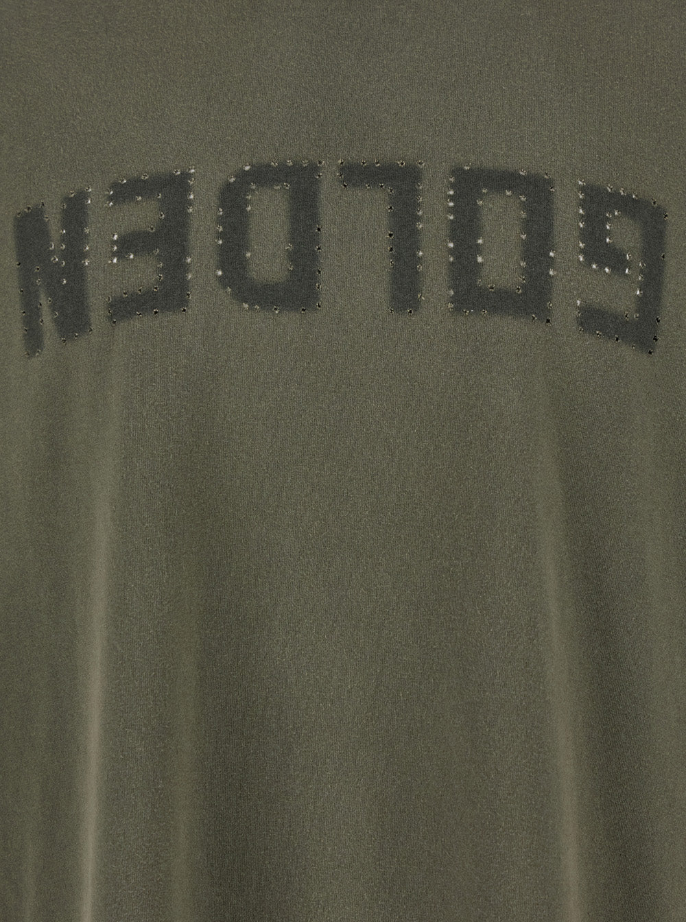 Golden Goose Men Green T-Shirt With Front Logo And Front Patch Logo In Cotton For Men GOLDEN GOOSE