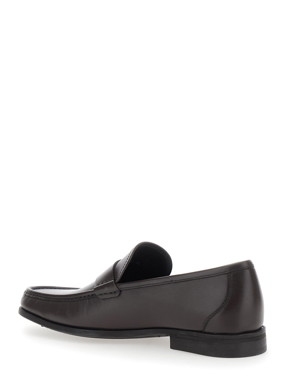 Ferragamo Men Brown Loafers With Gancini Detail On Side In Leather Man FERRAGAMO