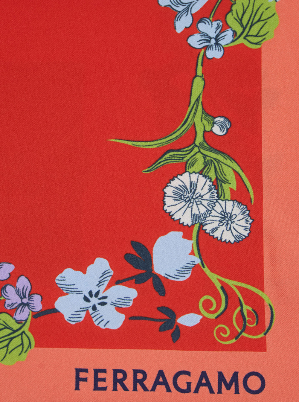 Ferragamo Women Red Scarf With Floral Print And Logo Lettering In Silk Woman FERRAGAMO