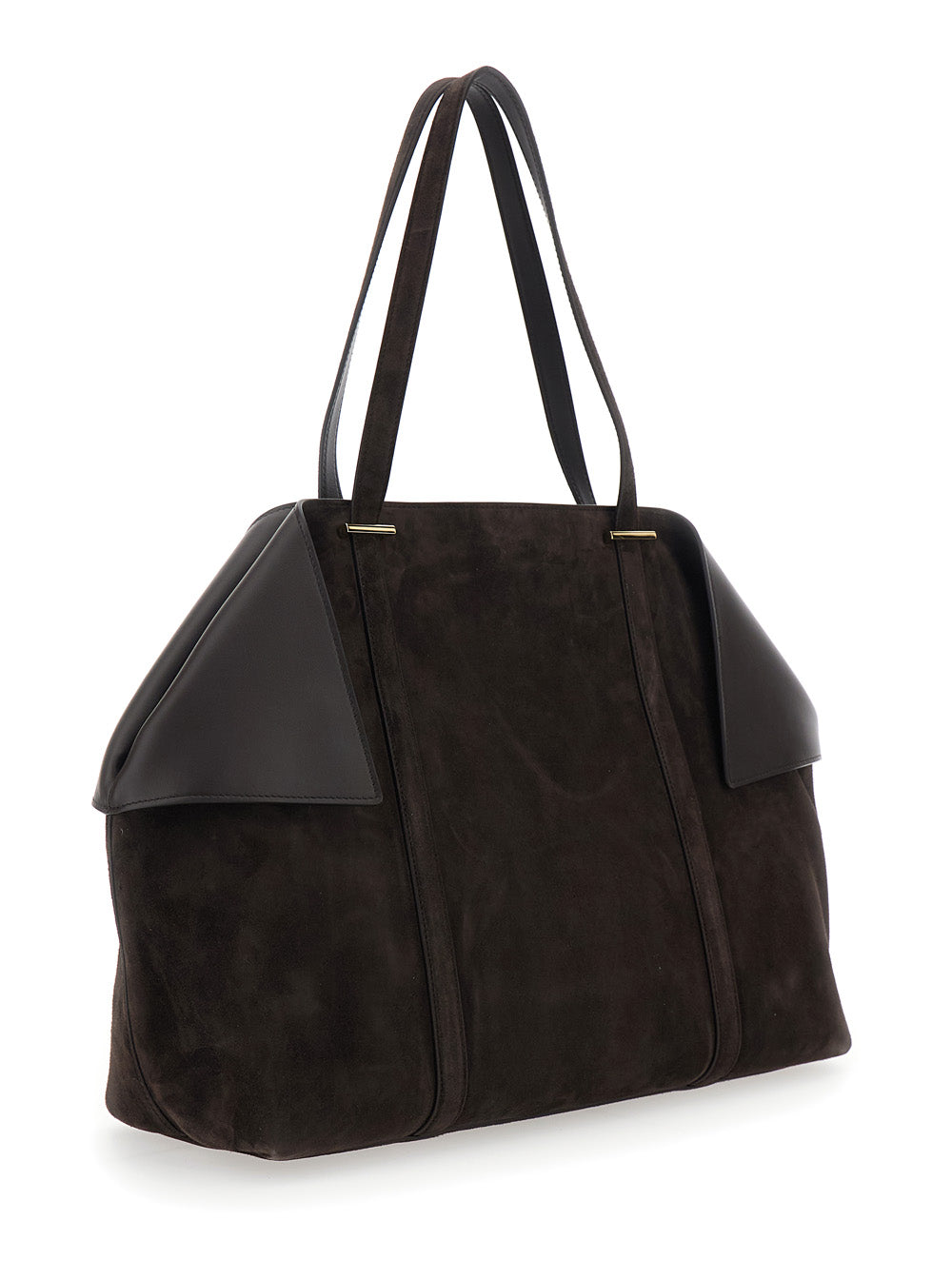 Ferragamo Women Brown Tote Bag With Folded Angles And Embossed Logo Lettering On The Front In Suede Woman FERRAGAMO