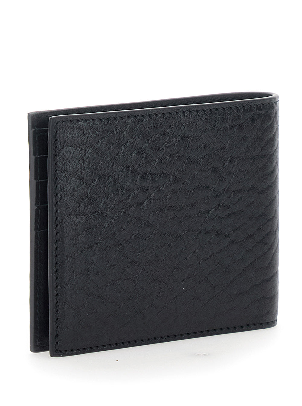 Ferragamo Men 'Revival' Black Wallet With Gancini Buckle On The Front In Grained Leather Man FERRAGAMO