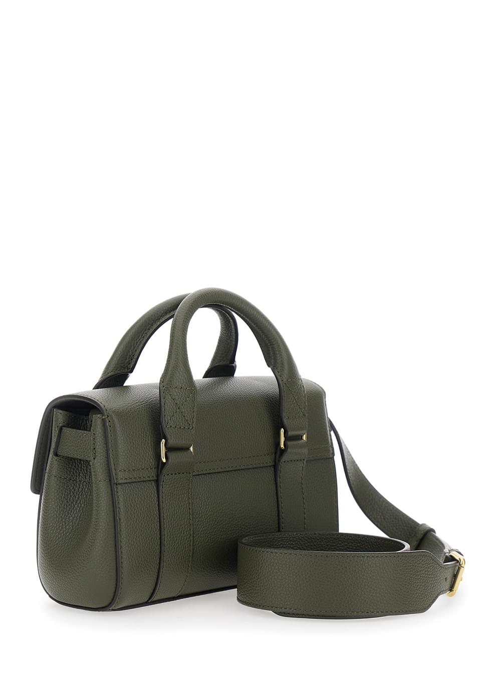Mulberry Women 'Bayswater Mini' Green Handbag With Twist Lock In Hammered Leather Woman MULBERRY