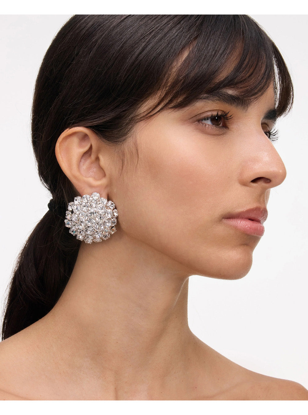 Self-Portrait Women Silver Colored Earings With All-Over Crystal Embellishments In Copper Woman SELF-PORTRAIT
