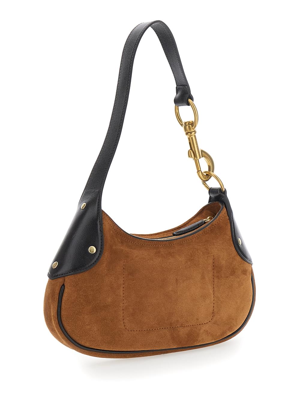 Mulberry Women 'Hackney' Brown Shoulder Bag With Logo Imprinted On The Front In Suede Woman MULBERRY