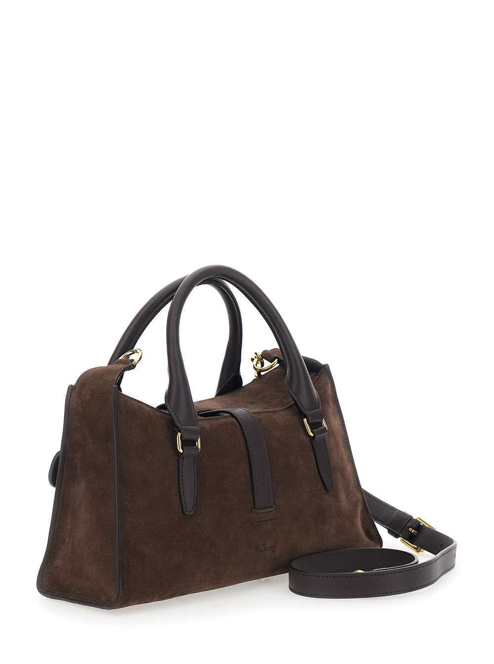Mulberry Women 'Roxanne' Brown Small Handbag With Adjustable And Removable Shoulder Strap And Two Pockets On The Front In Suede For Women MULBERRY