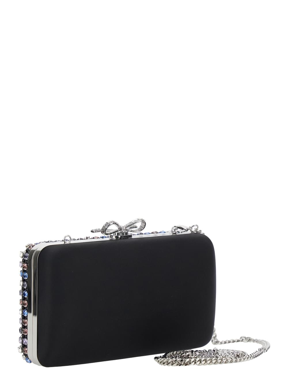 Self-Portrait Women Multicolor Clutch With Crystal Embellishments On The Front And Snap Bow Closure In Tech Fabric Woman SELF-PORTRAIT