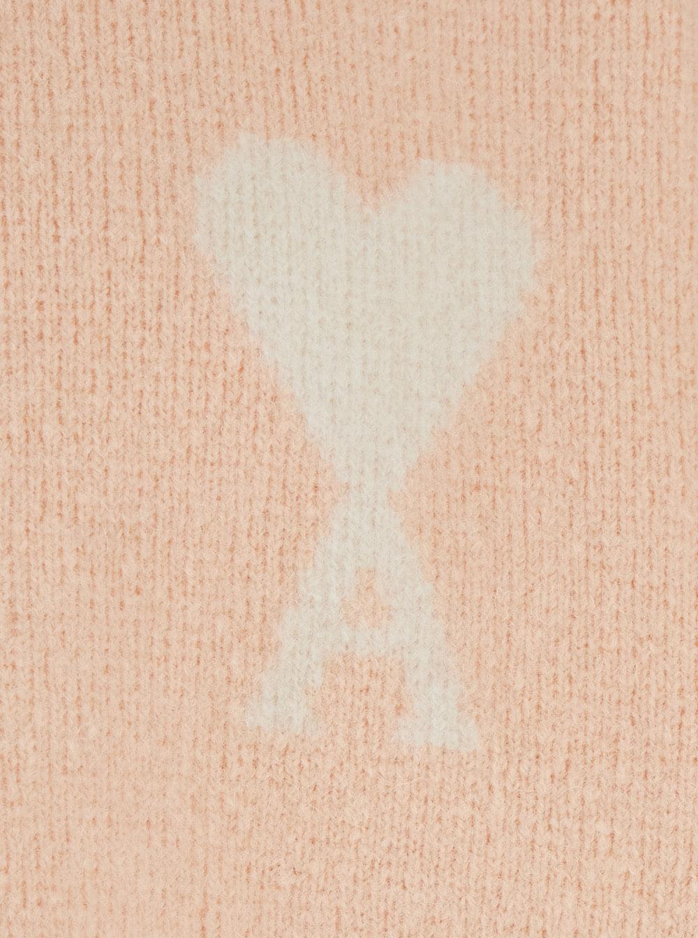 Ami Paris Men Pink Crewneck Sweater With Adc Embroidery On The Front And Dropped Shoulders In Wool Blend Woman AMI PARIS